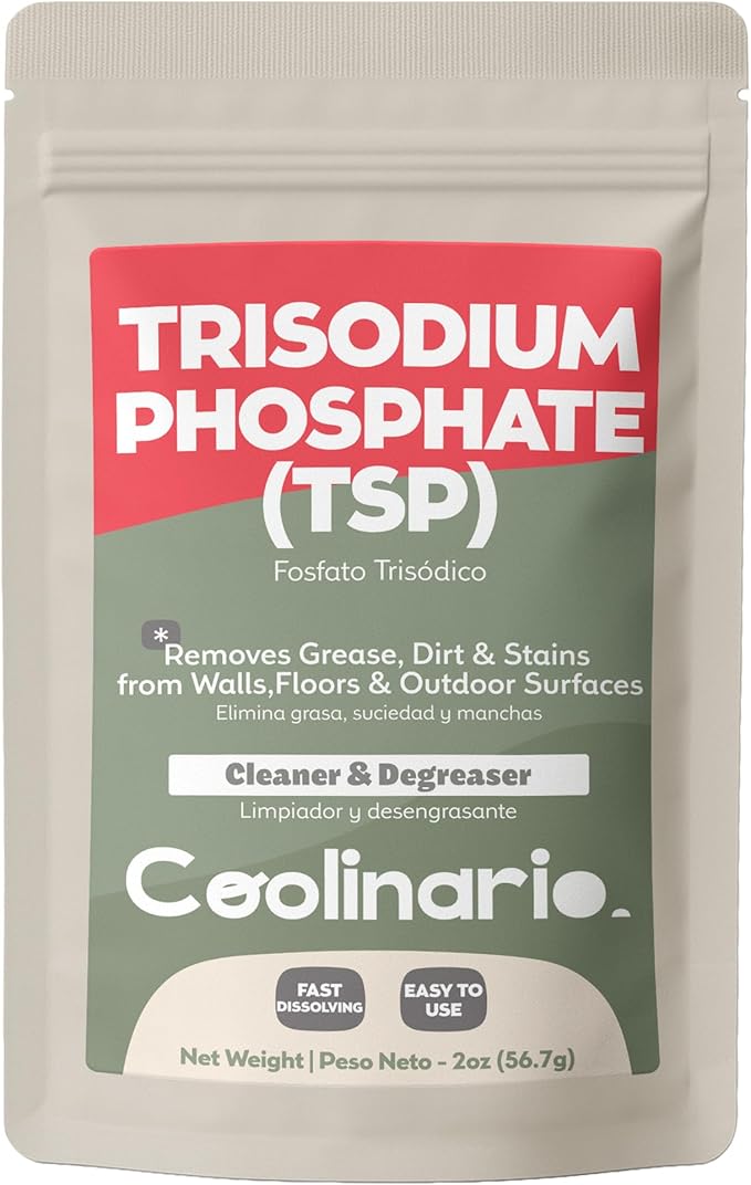 Trisodium Phosphate - TSP Cleaner (2 Oz) Heavy-Duty Cleaner & Degreaser for Walls, Floors & Outdoor Surfaces | Removes Grease, Dirt & Stains | Ideal for Home & Industrial Use