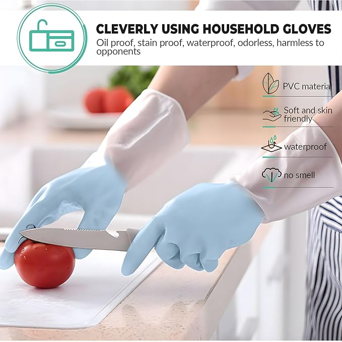 1 pair Reusable Household Gloves, Rubber Dishwashing gloves,Kitchen Cleaning, Working, Painting, Gardening, Pet Care