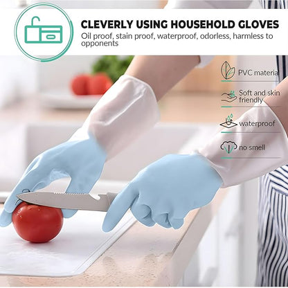 1 pair Reusable Household Gloves, Rubber Dishwashing gloves,Kitchen Cleaning, Working, Painting, Gardening, Pet Care