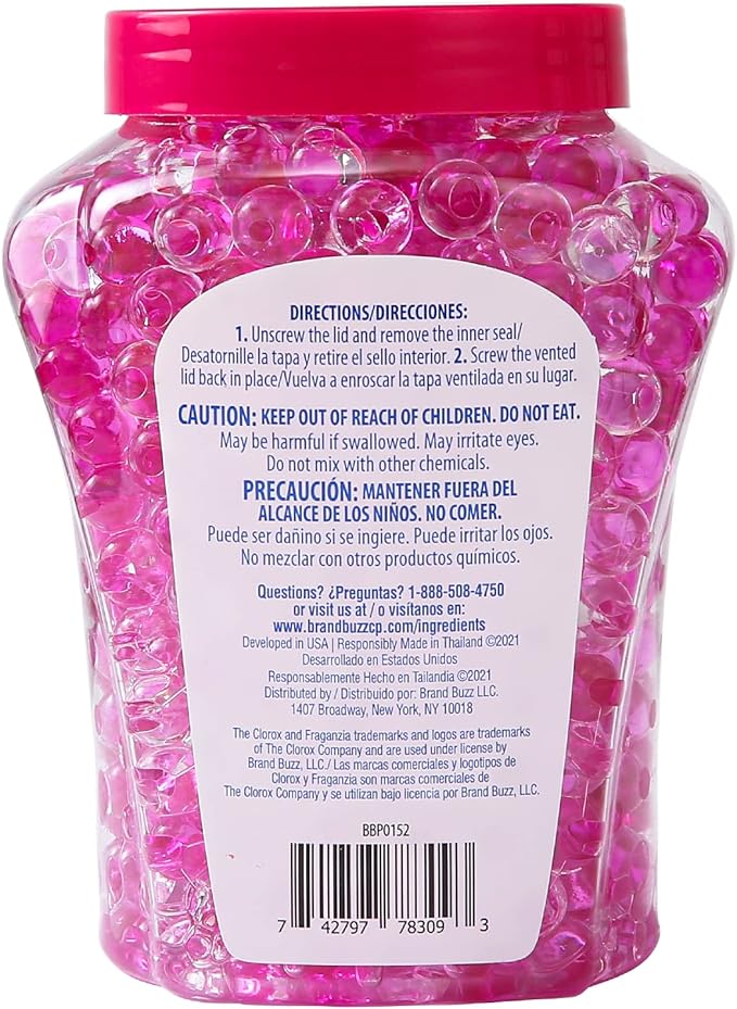 Clorox Fraganzia Crystal Beads Air Freshener Twin Pack, Long Lasting Room Deodorizer and Odor Eliminator Gel Beads for Home, Car, or Office, Spring Scent, 24 Fl Oz - 6 Pack