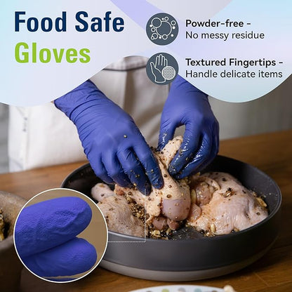 Disposable Nitrile Gloves, Food Safe, Latex-Free Powder-Free, Kitchen Rubber Gloves for Cooking and Cleaning