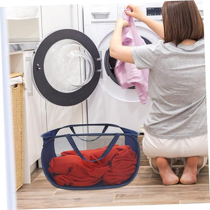 VICASKY Large Foldable Mesh Laundry Hamper with Handle and Wire Laundry Basket for Clothes Blankets Storage Portable Collapsible Organizer for Bedroom Bathroom Dorm Use