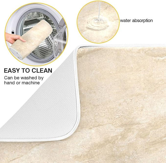 Natural Marble Texture Microfiber Dish Drying Mat Absorbent Dish Draining Mat Large Size 18 x 24 Dishes Drainer Mat for Countertop Dish Drying Pads