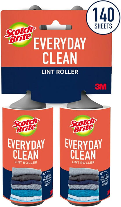 Scotch-Brite Lint Roller, Works Great On Pet Hair, 2 Rollers, 56 Sheets Per Roller, 112 Sheets Total
