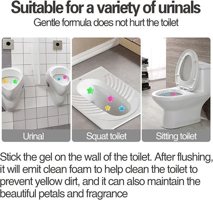 EKE Toilet Gel, Toilet Stain Removal Cleaning Air Freshener, 72 Flower Stamps, Pack of 6 Scents