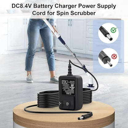 8.4V Adapter Charger Replacement Compatible with Casabella 8501010 Spin Scrubber 7.4V 2000mAh DC8.4V Battery Charger Power Supply Cord Cable with UL Listed