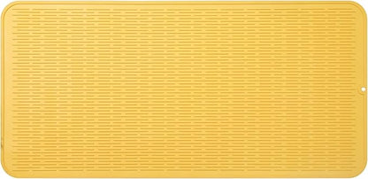 MicoYang Silicone Dish Drying Mat for Multiple Usage,Easy clean,Eco-friendly,Heat-resistant Silicone Mat for Kitchen Counter or Sink,Refrigerator or Drawer Liner Yellow 5XL 36inches x 18inches