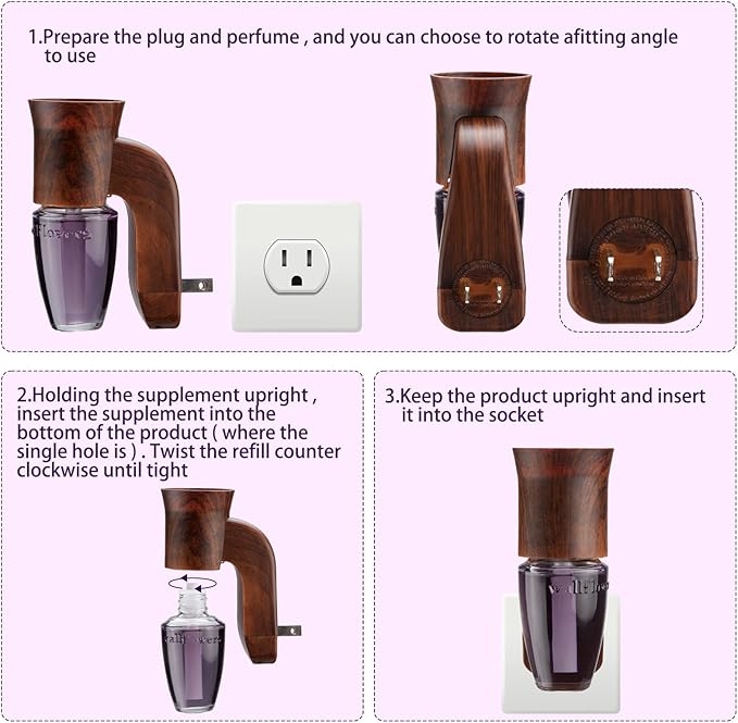 Nitial 3 Pcs Wall Fragrance Plug in with Night Light Compatible with Bath and Body Works Wallflowers Rustic Vintage Farmhouse Oil Plug in Bath and Body Works Wallflowers for Office Home Gifts
