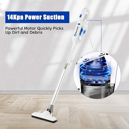 Vacmaster Corded Stick Vacuum Cleaner 2 in 1 Ultra-Lightweight 14Kpa Power Suction Handheld Vacuum Cleaner with Washable HEPA Filter for Home, Car, Pet Hair, Carpet, Hard Floor