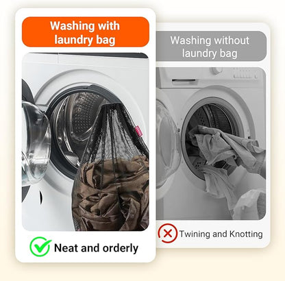 2 Pack Mesh Laundry Bags, 23 x 35 Inches Heavy Duty Mesh Wash Bags with Drawstring Closure for College, Dorm, Travel, Family and Apartment Dwellers, Black