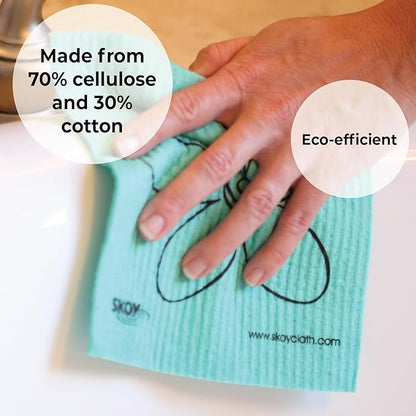 Skoy Cloth, 8-Pack Versatile Swedish Dishcloths for Kitchen and Household Use, Reusable Cleaning Cloths, Planet-Friendly, Dishwasher and Dryer-Safe, Gray