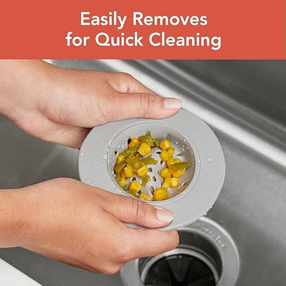 Spectrum Silicone Sink Strainer 2-Pack - Flexible Kitchen Sink Drain Strainer, Fits Standard Sinks, Drain Guard Catch Food Debris for Sink Protection, Easy Removal, Dishwasher Safe, Oyster Gray