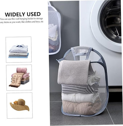 GLEAVI 2pcs Wall-Mounted Laundry Baskets Folding Storage Organizers for Clothes Sturdy Fabric Hanging Hamper Handles for Home and Travel