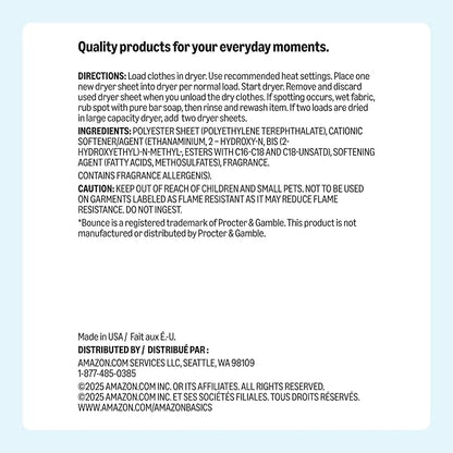 Amazon Basics Dryer Sheets, Clean Linen Scent, Laundry Fabric Softener, 160 Sheets