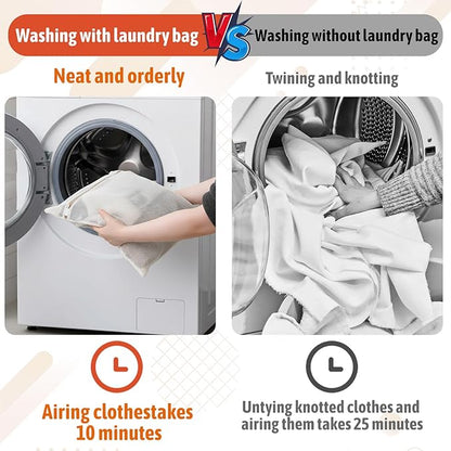 6 Piece Organic Cotton Mesh Laundry Bag Bulk, Durable Mesh Wash Bags with Sturdy Zippers and Breathable Meshes, for Underwear, Clothes, Shoes, Socks, 15.7 * 19.7Inch