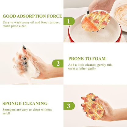 Basketball Kitchen Scrub Sponges, Pop-up Kitchen Cleaning Sponges Reusable Dish Washing Sponges for Bathroom Household Cleaning 3 Pack - Non Scratch Scrubber