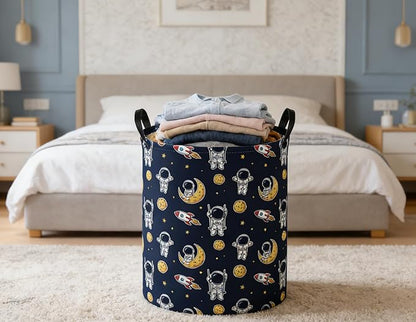 Kids Laundry Basket Space Hamper for Nursery Boys Hamper Cute Kids Storage Bin Room Decor for Home(Astronaut)