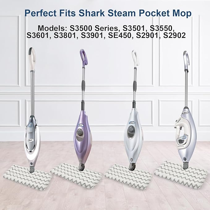 6 Pack S3501 Steam Pocket Mop Replacement Pads Refills for Shark S3501 S3550 S3601 S3801CO S3901 SE450 S3601D S3901D S2901 S2902 Steam Pocket Mop, Microfiber Reusable