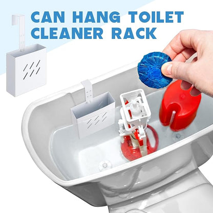 Honeydak 1 Pcs Large Size 4.33 x 4.33 x 1.38 Inch Stainless Steel Toilet Tank Cleaning Tablet Holder with Adjustable Hook to Hang Toilet Cleaner Box (White)