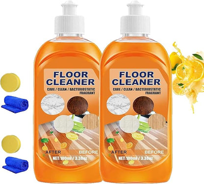 Floor Cleaner, 3.38 Oz/100ml Glossy Clean Floor Cleaners, Multipurpose Floor Cleaner Liquid, Powerful Household High-Performance Cleaner for Wood, Tile (2)