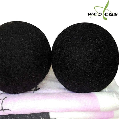 Woolous Black Dryer Balls, Natural Reusable New Zealand Eco Sheep Handmade XL Organic Wool Laundry Dryer Balls(XL,6pack)