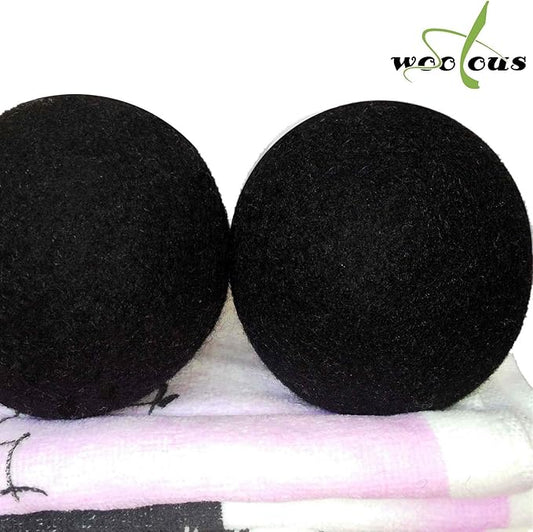 Woolous Black Dryer Balls, Natural Reusable New Zealand Eco Sheep Handmade XL Organic Wool Laundry Dryer Balls(XL,6pack)