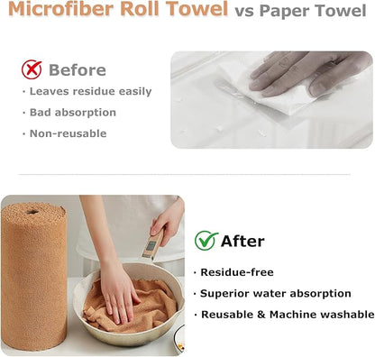 Jessy Home 80 Pack Microfiber Cleaning Cloth Roll Reusable Paper Towels 12"x12" Tear Away Cloth, Microfiber Towels for Cars, Wash Cloths, Lint Free Rags for House, Kitchen,Window,Cleaning Supplies
