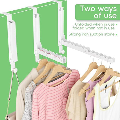 Over The Door Hooks, Extended Over The Door Clothes Hanger with 11 Ridges,Space-Saving Over The Door Drying Rack,Over the Door Hangers for Clothes,Larger Capacity Over The Door Hanger.