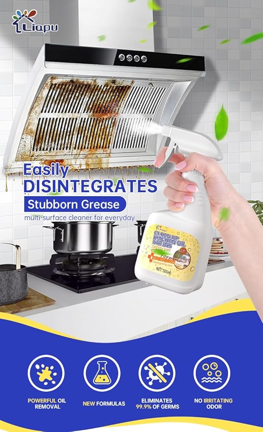 2pcs All Purpose Cleaner, Remove Stains Cleaning Spray, Lemon Breeze Scent Multipurpose Heavy Duty Degreaser, Kitchen Cleaning Supplies Removes Oil Stains On Microwave & Oven & Stove Top