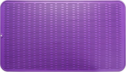 MicoYang Silicone Dish Drying Mat for Multiple Usage,Easy clean,Eco-friendly,Heat-resistant Silicone Mat for Kitchen Counter or Sink,Refrigerator or Drawer Liner Purple 4XL 32 inches x 18 inches