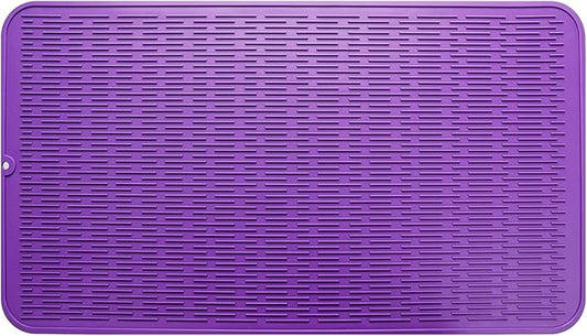 MicoYang Silicone Dish Drying Mat for Multiple Usage,Easy clean,Eco-friendly,Heat-resistant Silicone Mat for Kitchen Counter or Sink,Refrigerator or Drawer Liner Purple 4XL 32 inches x 18 inches