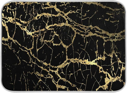 Super Absorbent Dish Drying Mat, Microfiber Fast-Drying Dish Mat, 24" x 18", Kitchen Dish Drying Pad, Black Gold Marble