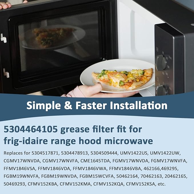WB06X10608 5304464105 Microwave Grease Filter 7-5/8" x 5" fit for Frigi-daire G-E L-G Microwave Replace 5304517871 5304509444 5304478913 Over the Range Microwave Filter, 2 Pack by Fetechmate