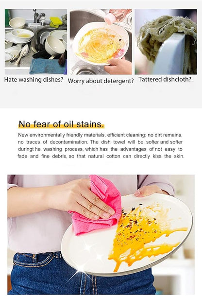 Swedish Dishcloth Reusable Kitchen Dish Towels Absorben and Fast Dry Cleaning Cloths Set of 4 No Odor Wipes (Multicolor)