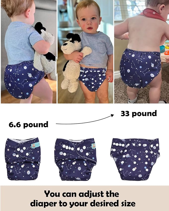 ALVABABY Baby Cloth Diapers 6 Pack with 12 Inserts Cloth Diaper Covers Adjustable Washable Reusable for Baby Girls and Boys