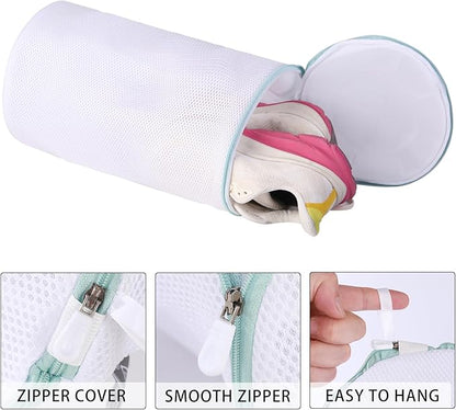 Kimmama Shoe Washing Machine Bag, Shoe Bag for Washing Machine, Mesh Laundry Bags for Sneakers, Footwear, Trainers, Slippers, White Sandwish Net, 8x15"