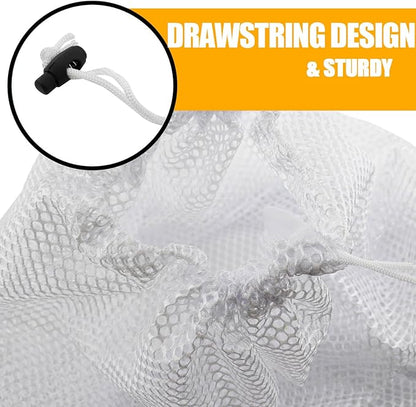 4 pcs Commercial Mesh Laundry Bag - Sturdy Mesh Material with Drawstring Closure. Ideal Machine Washable Laundry Bag for Factories, College, Dorm and Apartment Dwellers(4Set-M,L,XL,XXL)