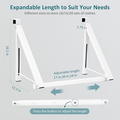Foldable Over The Door Hanger - Space-Saving Drying Rack for Coats & Clothing, Small Clothes Organizer, White