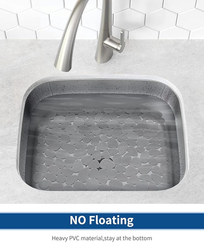 Bligli Pebble Sink Mat for Stainless Steel/Ceramic Sinks, 2 Pack PVC Sink Protectors Mats for Bottom of Kitchen Sink, Dish Drying Mat for Dishes and Glassware, 15.7 x 11.8 inch, Solid Grey