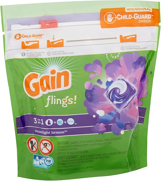Gain Flings Laundry Detergent Pods - Moonlight Breeze - 16 Count Pods Per Package - Pack of 2 Packages