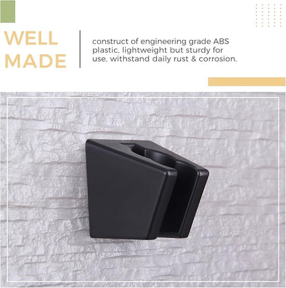 Hand Held Shower Bracket with Two Slot, Aomasi Handheld Shower Head Hose Hanger, ABS Plastic Bidet Sprayer Handle Holder Wall Mount, Matte Black
