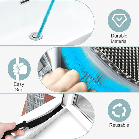 5 Pcs Dryer Vent Cleaner kit,Refrigerator Coil Cleaning Brush,Home Improvement Essential Cleaning Tools, for Kitchen Sinks, drains, Shower and Bathtub Clogs