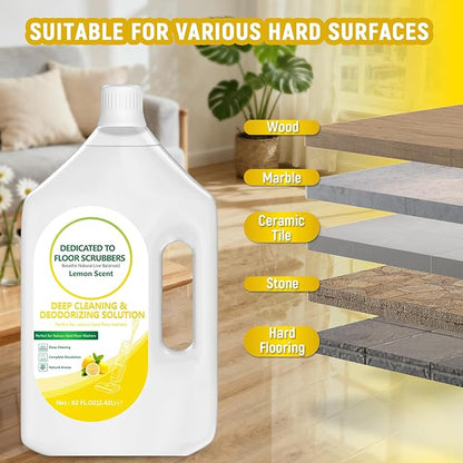 Floor Cleaning Solution Compatible with Tineco – 82 FL OZ Lemon Floor Cleaner – Long-Lasting, Zesty Scent – For All Cordless Wet/Dry Vacuum Mop Cleaner & Robot Vacuums with Mopping