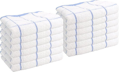 Arkwright Kitchen Tea Towels - (Pack of 12) Soft, 100% Cotton Terry Dishcloths, Highly Absorbent & Quick Dry, Hand Washcloths for Washing, Drying, and Cleaning, 15 x 25 in, Blue