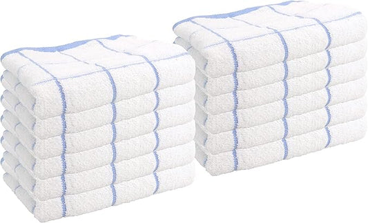 Arkwright Kitchen Tea Towels - (Pack of 12) Soft, 100% Cotton Terry Dishcloths, Highly Absorbent & Quick Dry, Hand Washcloths for Washing, Drying, and Cleaning, 15 x 25 in, Blue