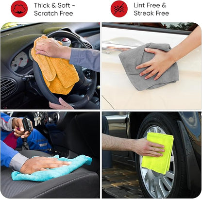 AIDEA Microfiber Cleaning Cloth 12 Pack, Microfiber Towels for Cars, Soft & Absorbent Cleaning Rags, Premium Lint Free Shop Towels for House, Kitchen, Car, 12inx16in, Black