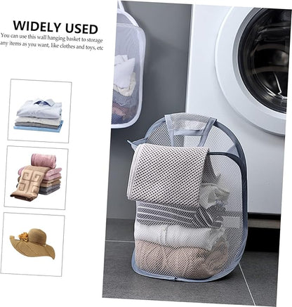 2pcs Wall-mounted Folding Laundry Baskets Breathable Sundries Organizer for Clothes and Toys Lightweight Storage for Home Easy Installation Grey Design