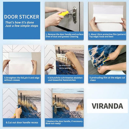 3D Door Wallpaper Self-Adhesive Sticker - Wine Cabinet Film Poster Premium PVC Waterproof Wall for Bedroom Living Room Decoration 80 x 200 cm