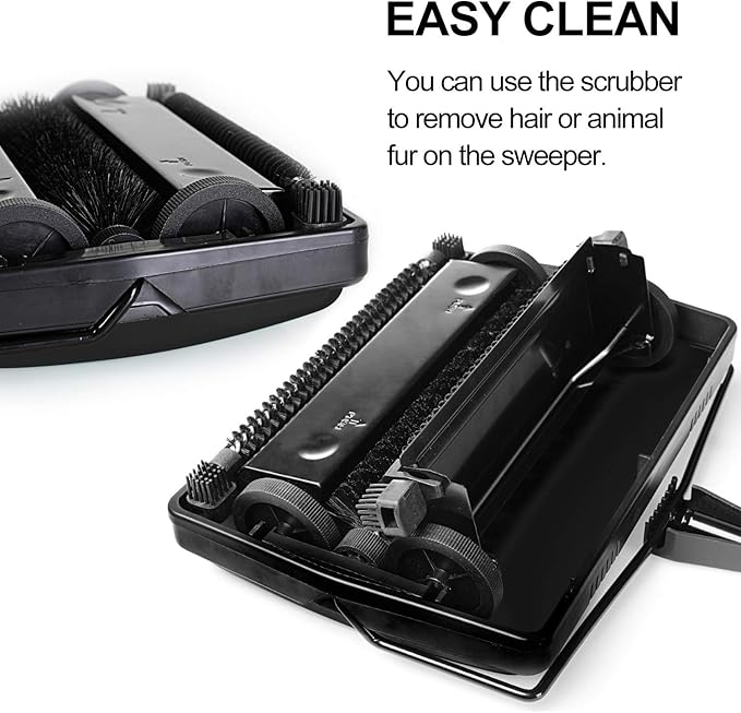 Yocada Carpet Sweeper Cleaner 4 Poles for Home Office Low Carpets Rugs Undercoat Carpets Pet Hair Dust Scraps Paper Small Rubbish Cleaning with a Brush Black