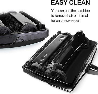 Yocada Carpet Sweeper Cleaner 4 Poles for Home Office Low Carpets Rugs Undercoat Carpets Pet Hair Dust Scraps Paper Small Rubbish Cleaning with a Brush Black